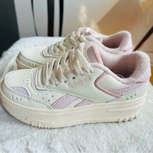 Reebok Cream and Pink Casual Sneakers size 13 little girl